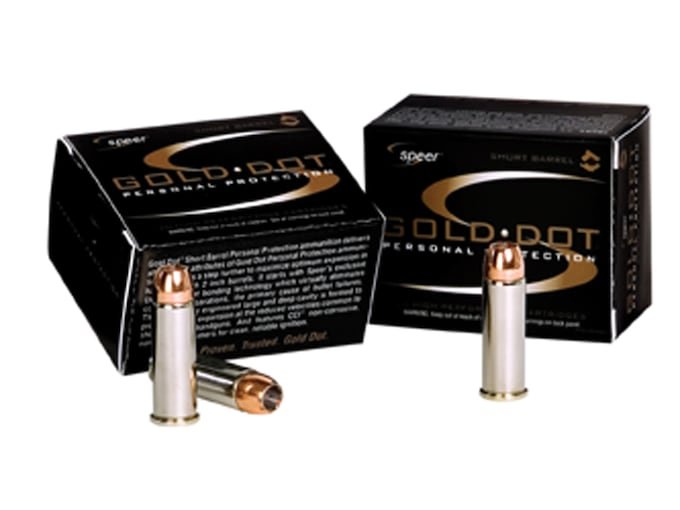 Speer Gold Dot Short Barrel 38 Special +P Ammo 135 Grain Bonded Jacketed Hollow Point of 100